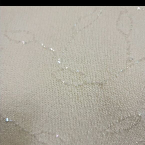 90's vintage dressy beaded creamy blouse 3/4 sleev - Picture 2 of 5